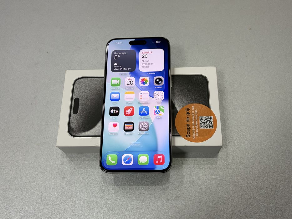 Iphone 15 Pro Max, 256 gb, White Titanium, la cutie