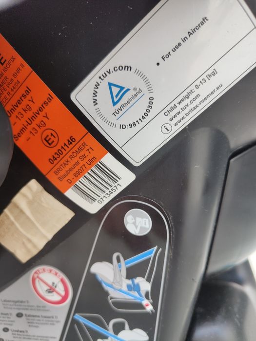 Scoica auto copii Romer 0 13 kg cu protectie laterala si isofix