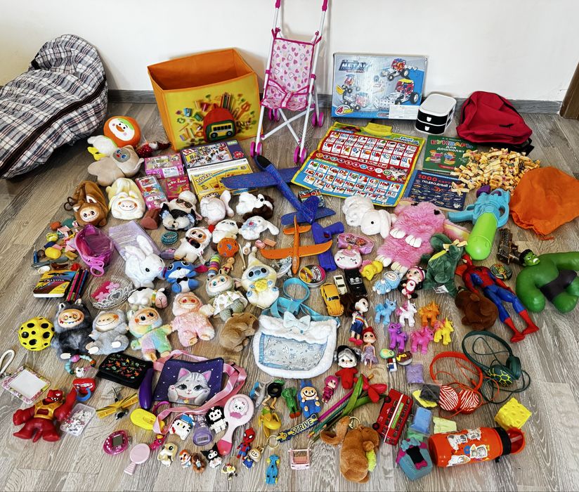 Пакет игрушек для мальчиков и для девочек, коляска, лабубу, машинки,