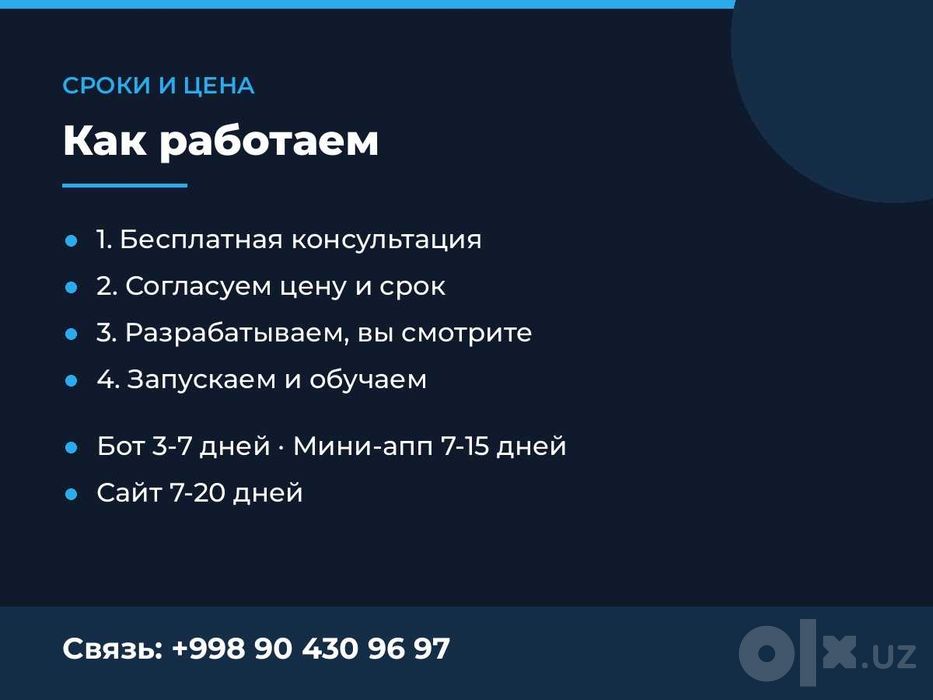 Telegram-боты, мини-приложения и сайты под заказ