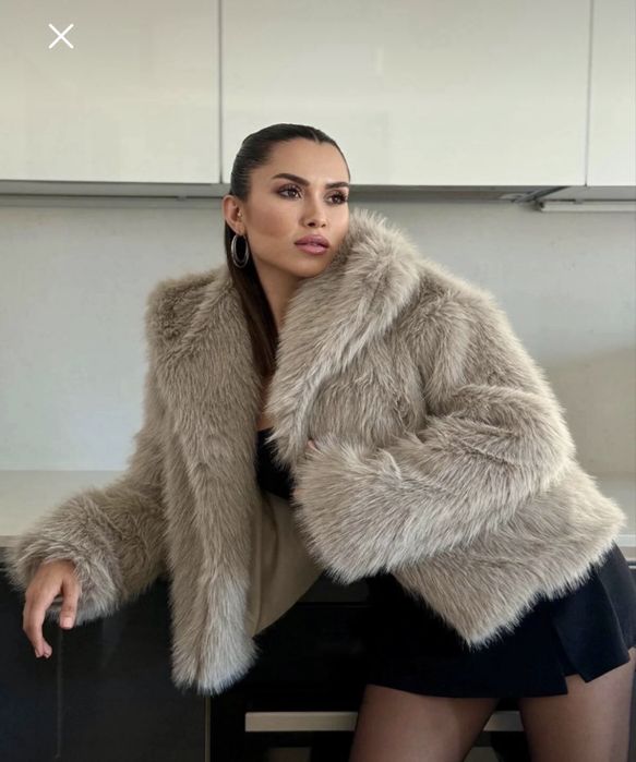 Плюшено палто от премиум изкуствена кожа