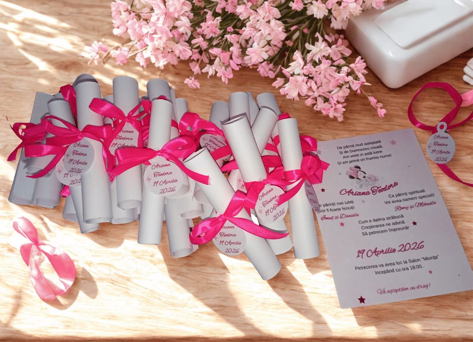 Invitații, suport verighete, plicuri, cutie dar, marturii