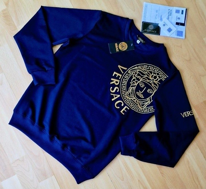 Bluze Versace bumbac, bleumarin,model unisex,logo brodat,marimi divers