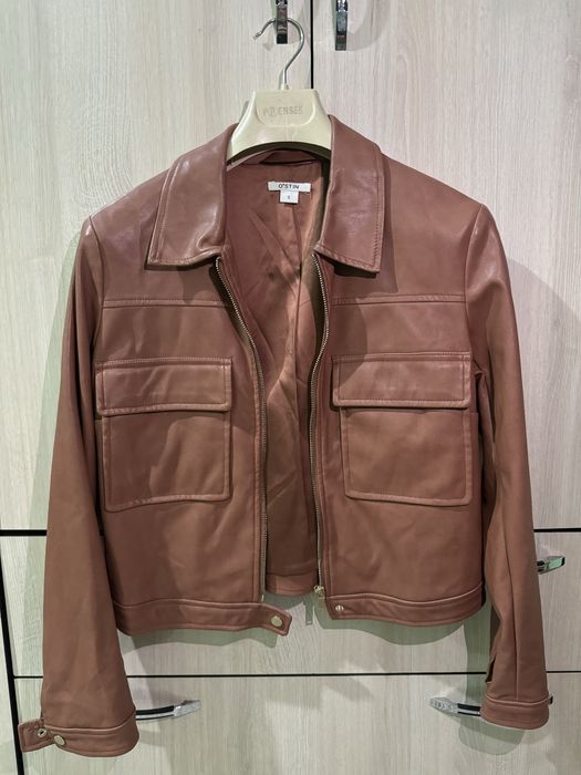Кожный куртка цвет коричневый