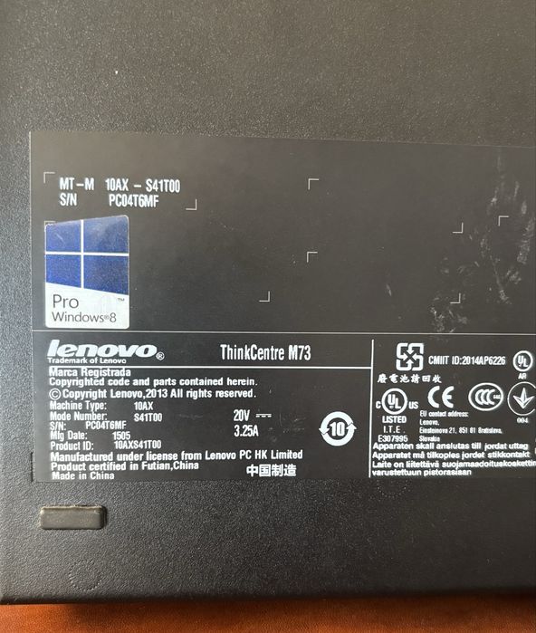 Lenovo Tiny M73 - CPU i7-4785T, RAM 8GB DDR3