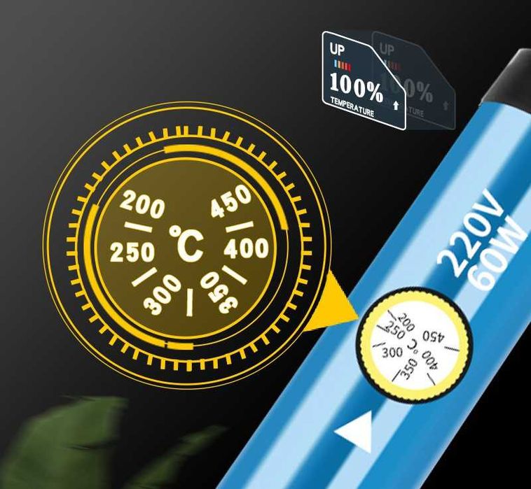 Ciocan de lipit 60W cu temperatura reglabila + 10 varfuri de rezerva