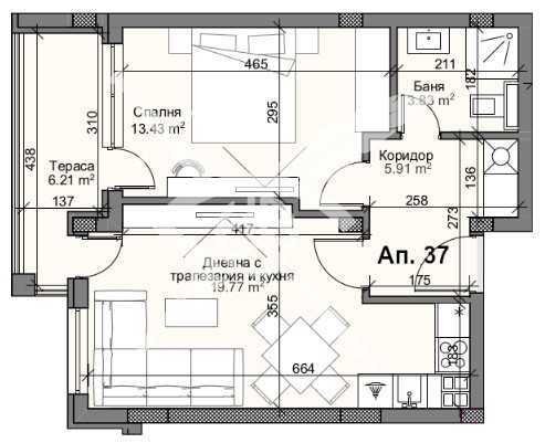 Двустаен апартамент в Кършияка 55-2503