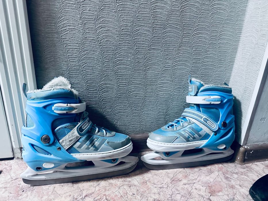 Коньки (бу)  синии меховый