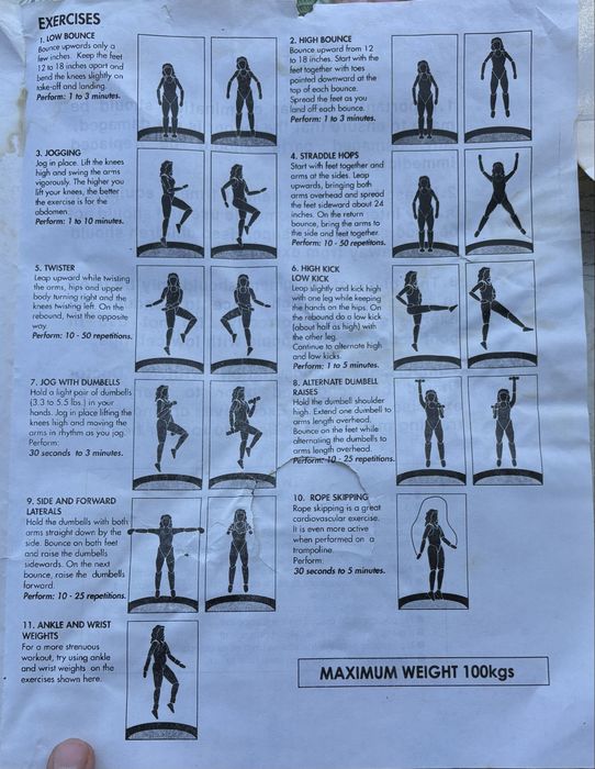 Mini trambulină fitness/aerobic 96 cm – max. 100 kg