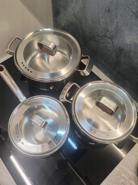 Набор стальной посуды Tefal (2 кастрюли + ковш) под индукцию