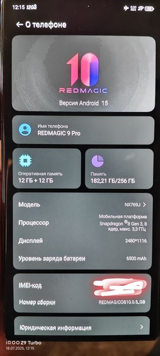 Red magic 9pro 12+12/256