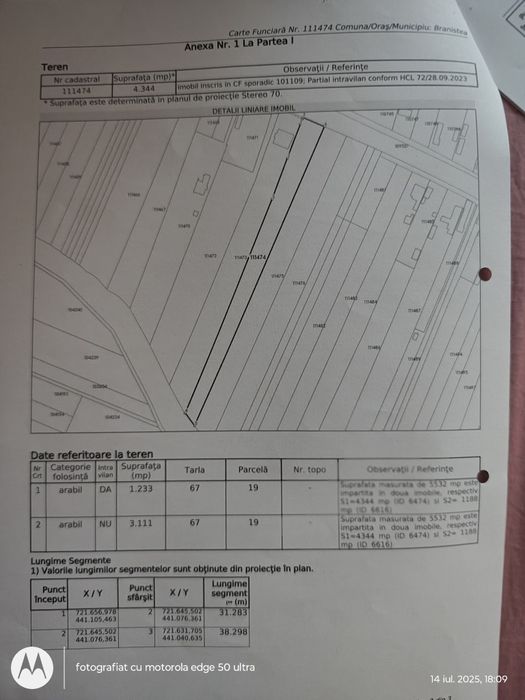 Vând 4000m² in Braniștea Galați ,13€/m² neg.,cu deschidere 20 m la DN