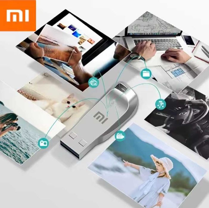 Нов USB памет преносим Xiaomi, 2 TB терабайта, 3.0, блестящо сребристо