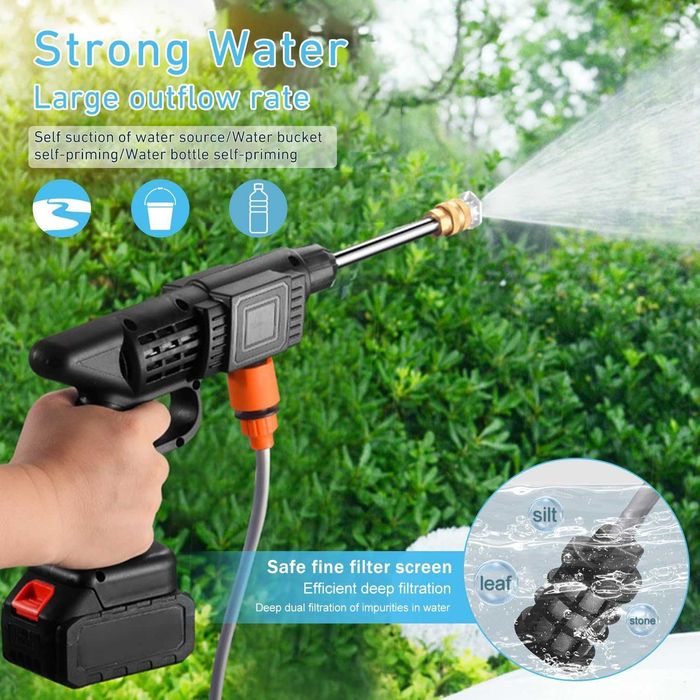 НОВА! Безжична акумулаторна водоструйка 90 bar с 6-в-1 дюза, 5м маркуч