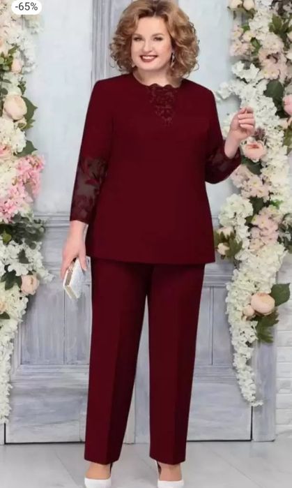 Costum vișiniu 3XL 56-58