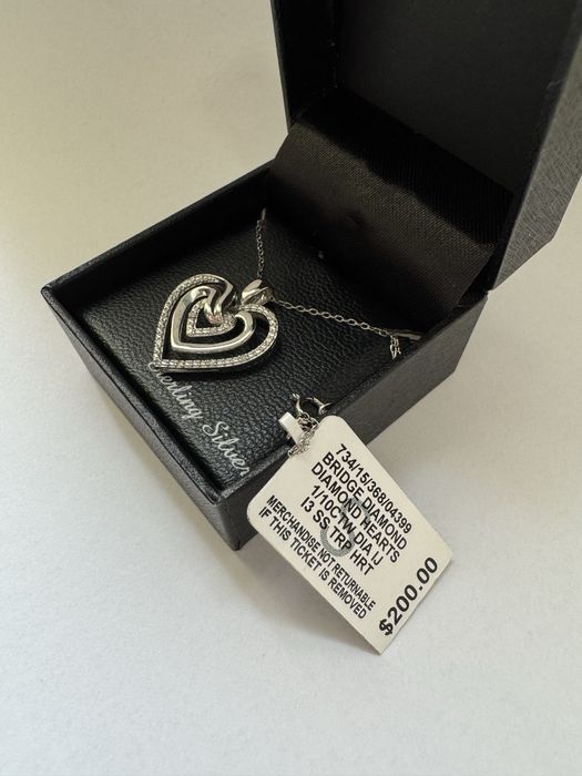 Ново сребърно колие двойно сърце (Sterling Silver)