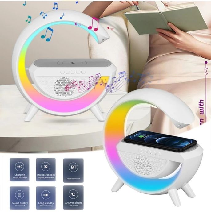 Statie incarcare wireless 3 in 1 cu boxa bluetooth si lampa RGB