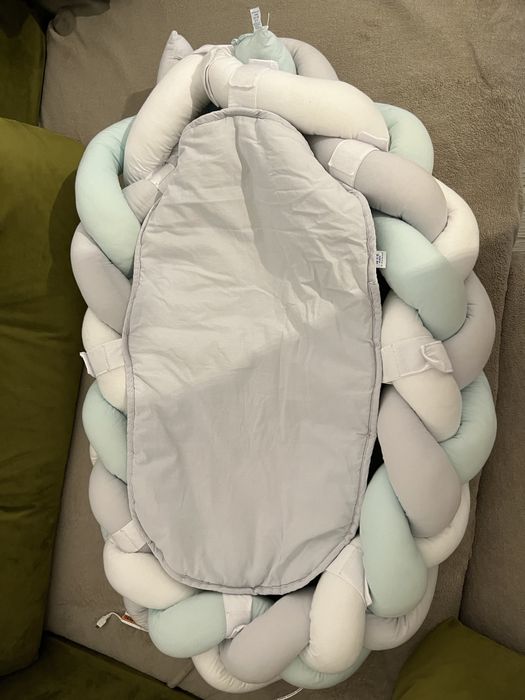 Babynest alb gri verde menta