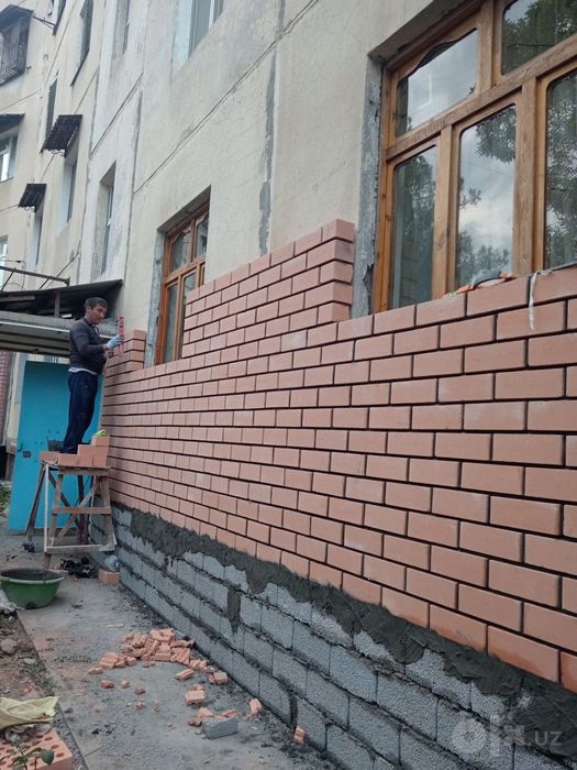 Кладка балкона облицовочный кирпич гишт  терамиз  перегородки тумбы