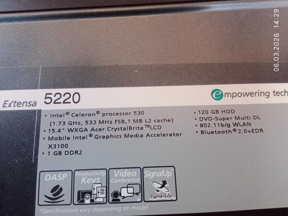 Лаптоп Преносим компютър ACER DELL  Win7/WinXP