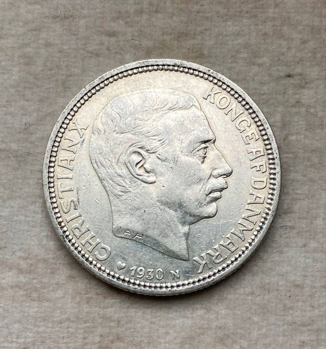 Монета 2 крона Дании 1930 СЕРЕБРО
