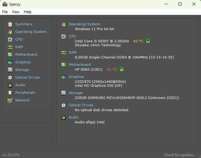 HP ProDesk 400 G2 Mini –i5-6500T #8GB DDR4# SSD M.2 256GB