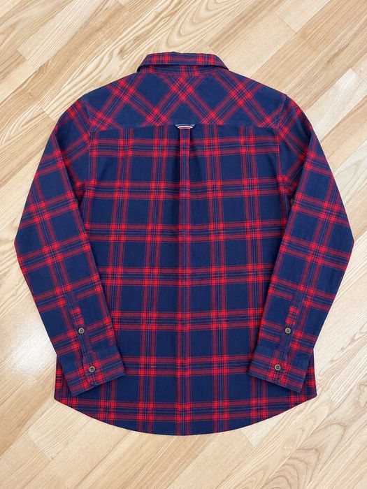 Cămașă Hilfiger Denim bărbați în carouri roșu și bleumarin, 100% bumbac, mărimea L
