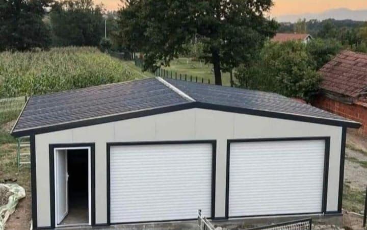 Garaje auto pe structura metalica invelite in panouri termoizolante detali la telefon