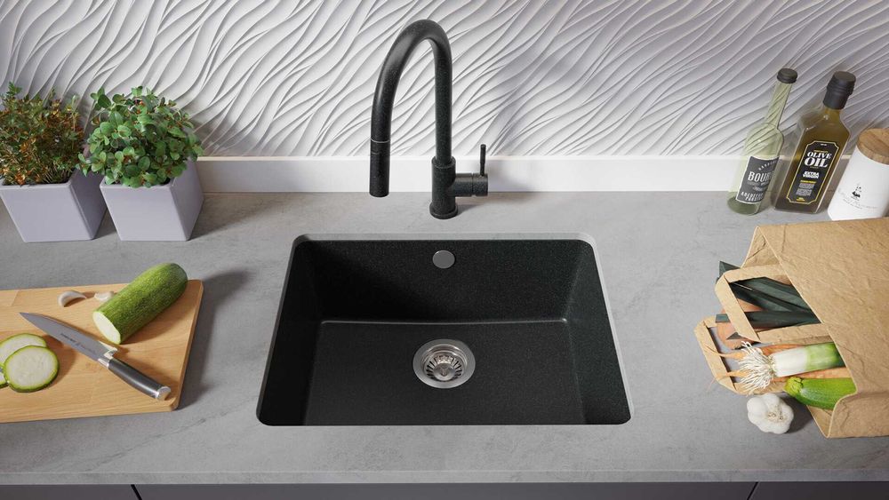графит кухненска мивка за вграждане под плот Венеция 60 560x440 мм