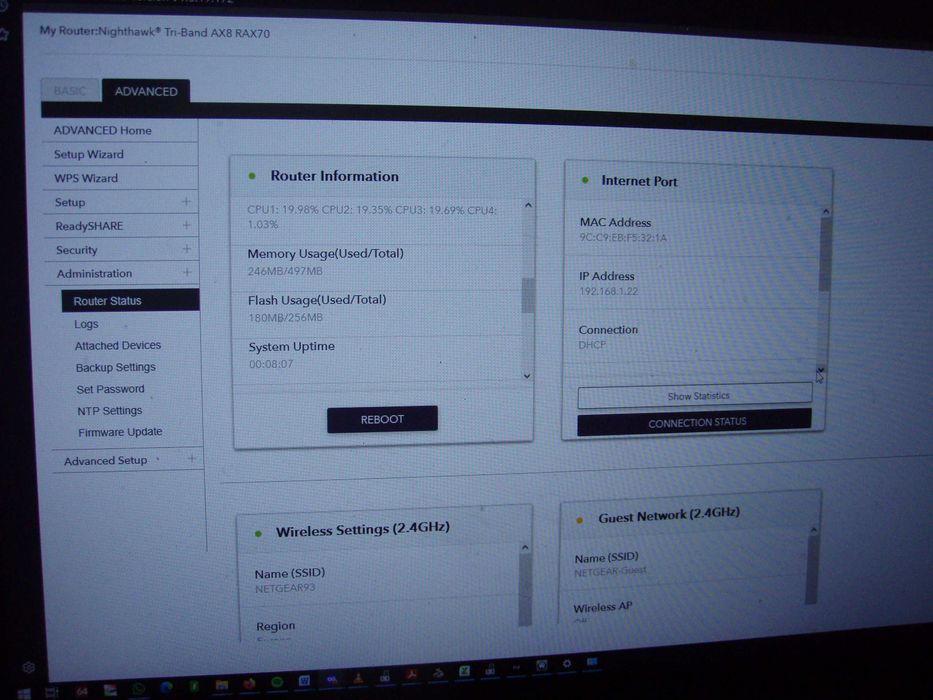 Router wireless Netgear Nighthawk RAX70 AX6600 wifi6