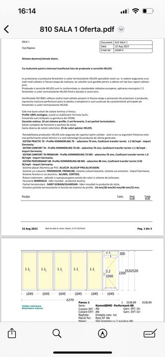 Vând geam termopan fonoizolant