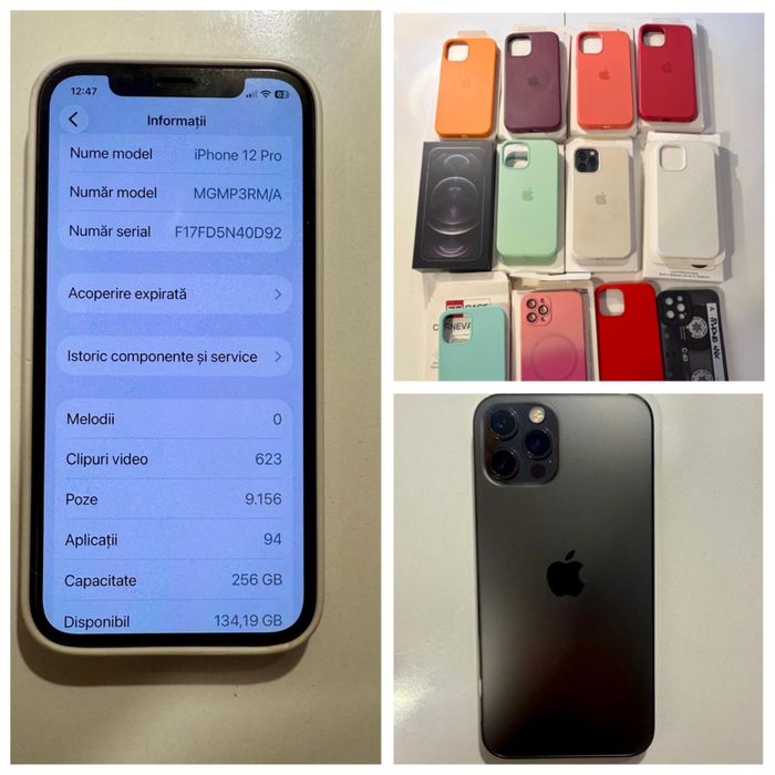 iPhone 12 Pro 256 GB – IMPECABIL – Full Box + 12 huse MagSafe