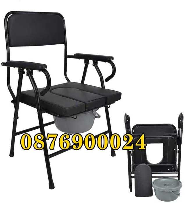 НОВ Стол тоалетна Еко кожа с подлакътници Санитарен инвалиден тоалетен