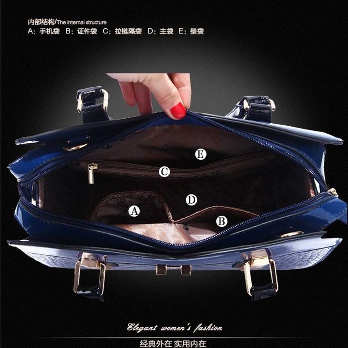 Луксозна лачена дамска чанта, имитираща крокодилски десен BAG43