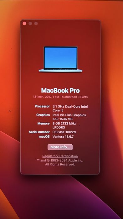 MacBook Pro Touchbar 2017 13’