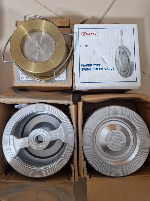 Обратный клапан Ayvaz CV10P Dn100 Pn16 межфланцевый латунный пружинный