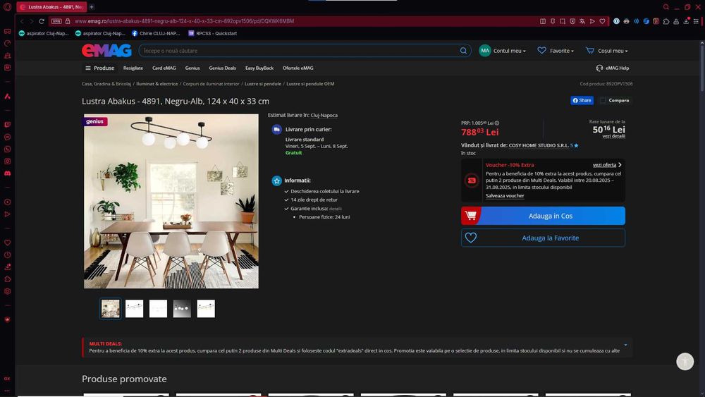 Lustra Abakus - 4891 Negru Alb