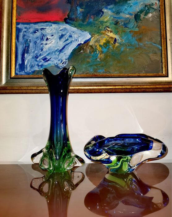 Ваза Мурано стъкло  Swung от Fratelli Toso Венецианско ръчно правено