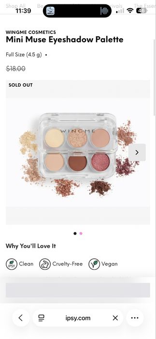 WingMe Palette Eyeshadow 6 shades USA SOLD OUT тени