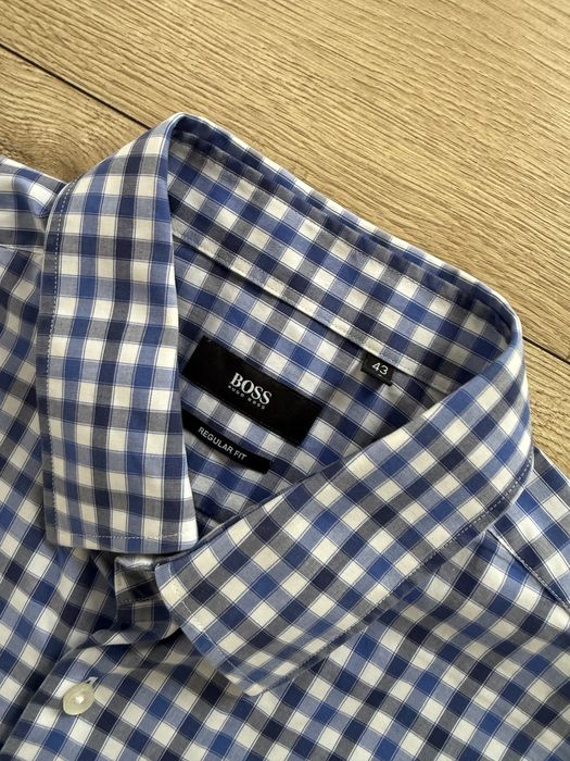 Camasa HUGO BOSS Carouri Albastru Maneca Scurta Barbati | Marime 43 XL