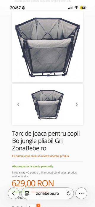Tarc de joaca pentru copii Bo jungle pliabil Gri