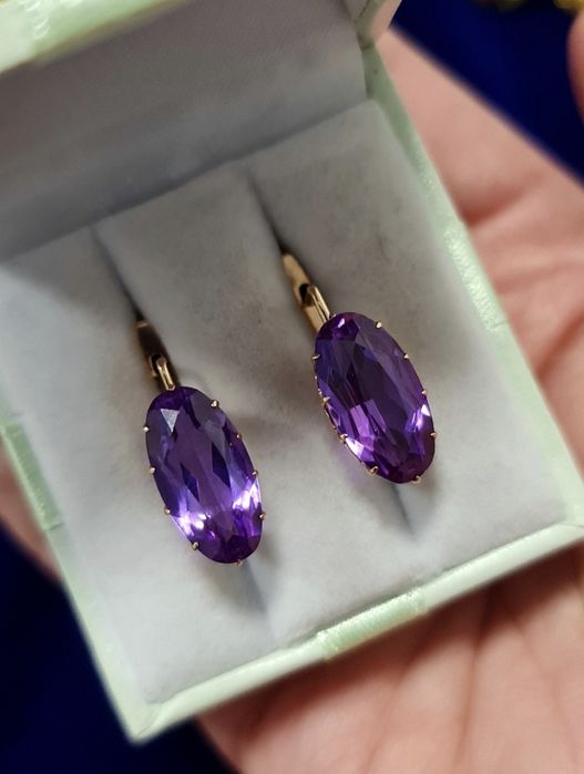 Золотые серьги 583 пробы с аметистом