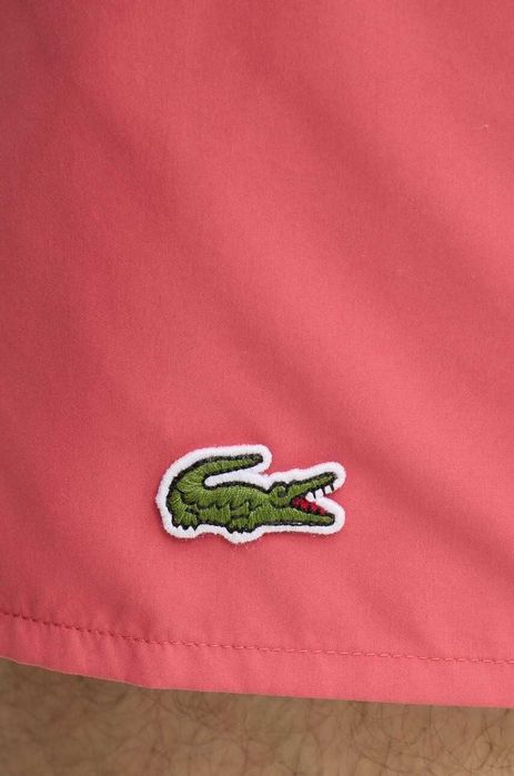 Lacoste, Pantaloni scurți de baie cu șnur în talie, Roz, M