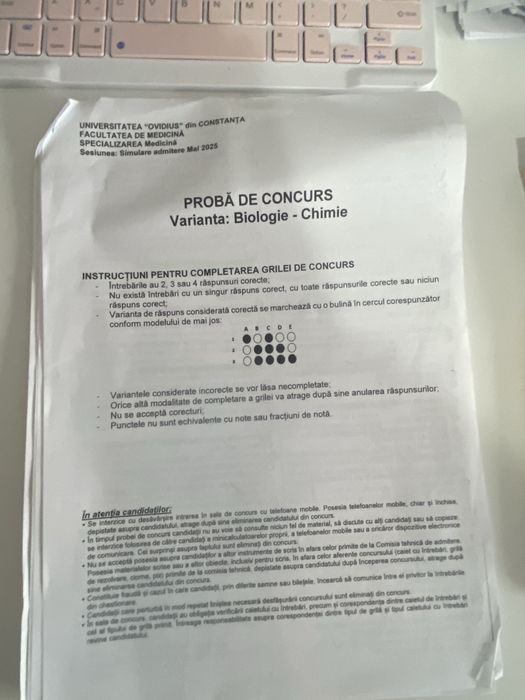 Subiecte simulare medicina Constanta - 2025