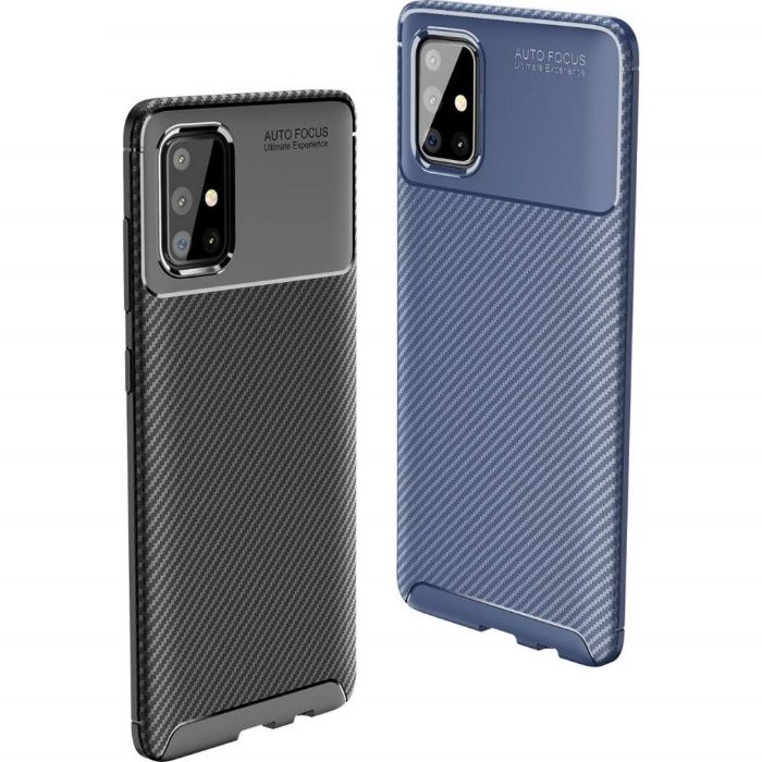 Husa gel carbon piele antisoc +Folie Galaxy A71 A51 S20 Ultra M30s A41