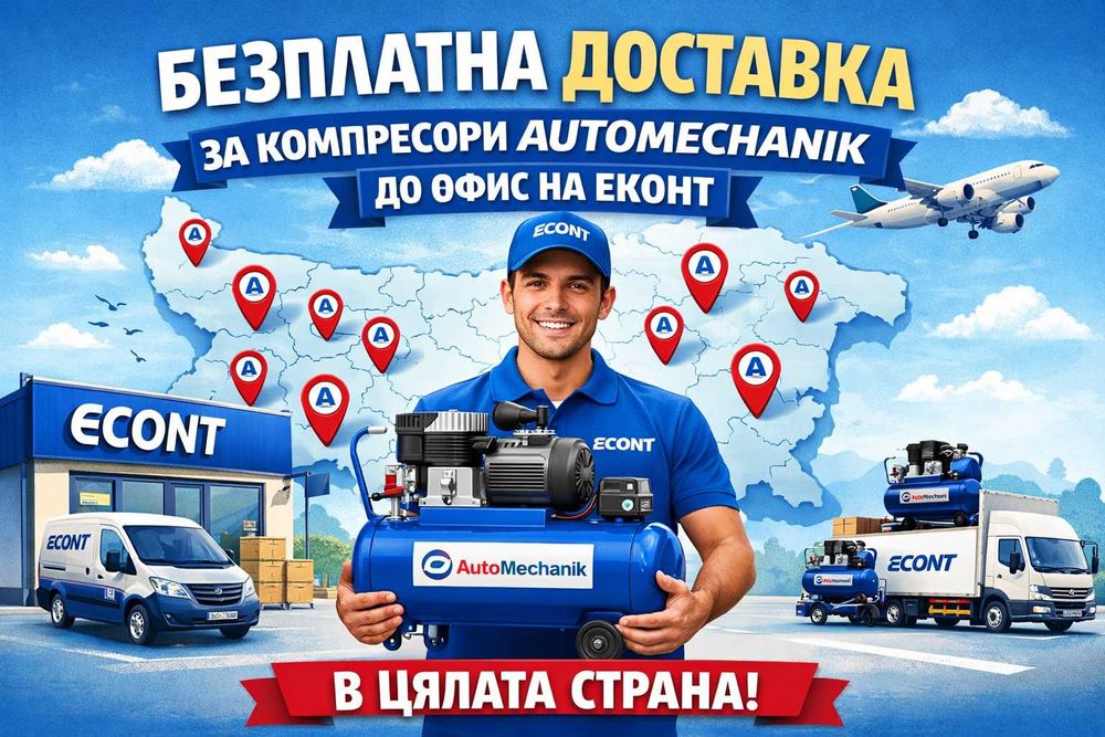 Компресор за Въздух 100 литра , Дебит 370 л/мин, БЕЗПЛАТНА ДОСТАВКА