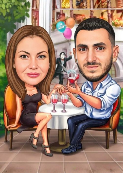 Карикатура по снимка , подарък карикатури дигитални , за мъж , за жена