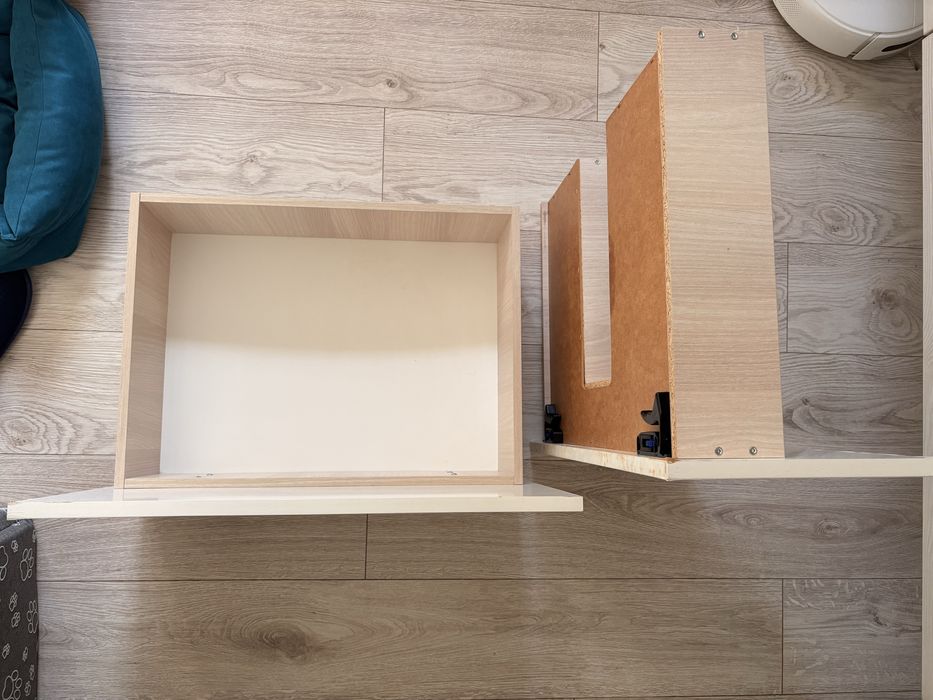 Corp mobila baie Cersanit, din PAL + MDF, alb bej, cu sistem push