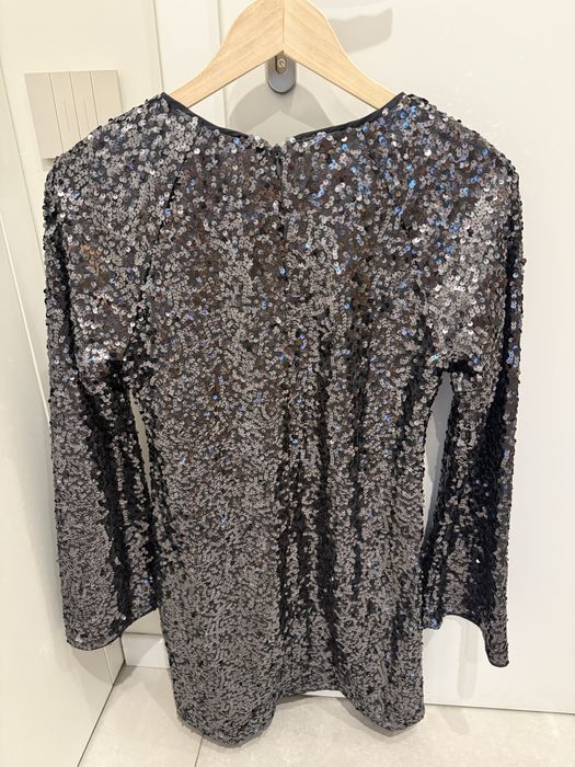 Рокля H&M - сива с пайети, XS