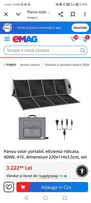 Panou solar portabil de 400w pliabila desfăcut pt poză